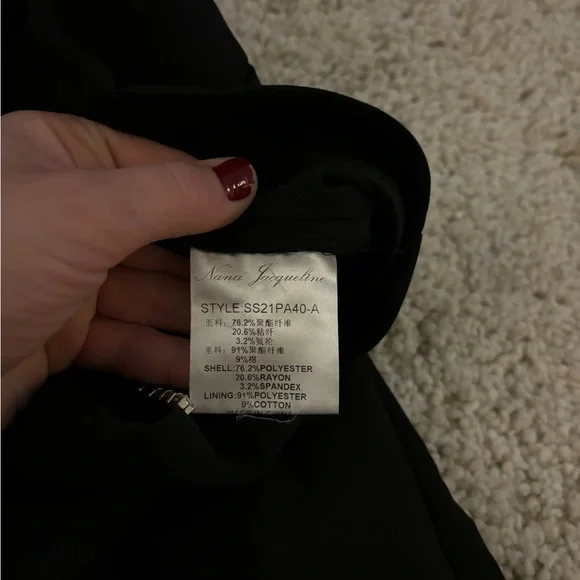 Nana Jacqueline Hallie Black Diamond Chain Wide Leg Black Pants - Picture 8 of 11